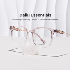 Chloe Pink Square Prescription Glasses | Zeelool