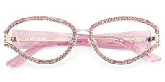 Ladies's Cat Eye Glasses With Shiny Pink Diamonds