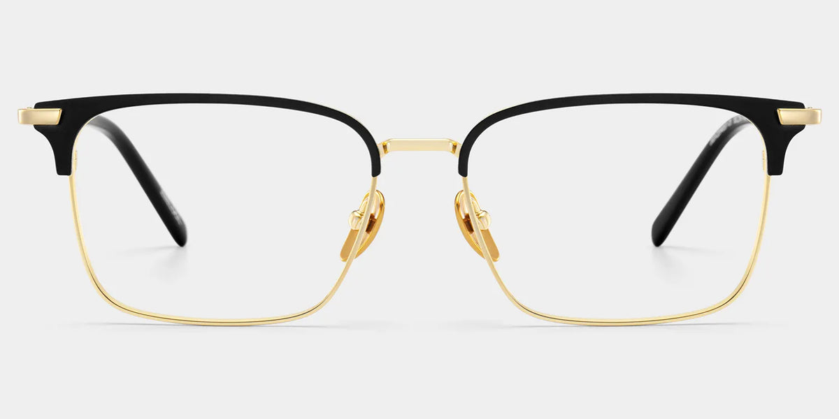 Maxwell Browline Black and Gold Glasses Frames for Men | ZEELOOL