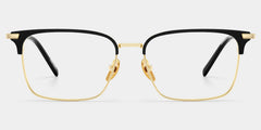Maxwell Browline Black and Gold Glasses Frames for Men | ZEELOOL
