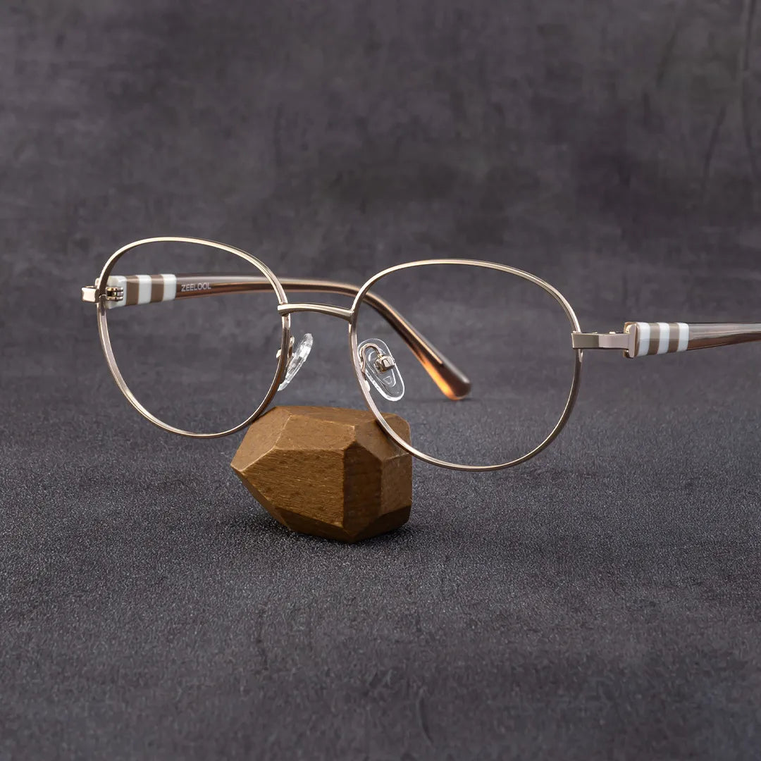 Willa Oval Light gold Frame Eyeglasses for Woman| ZEELOOL