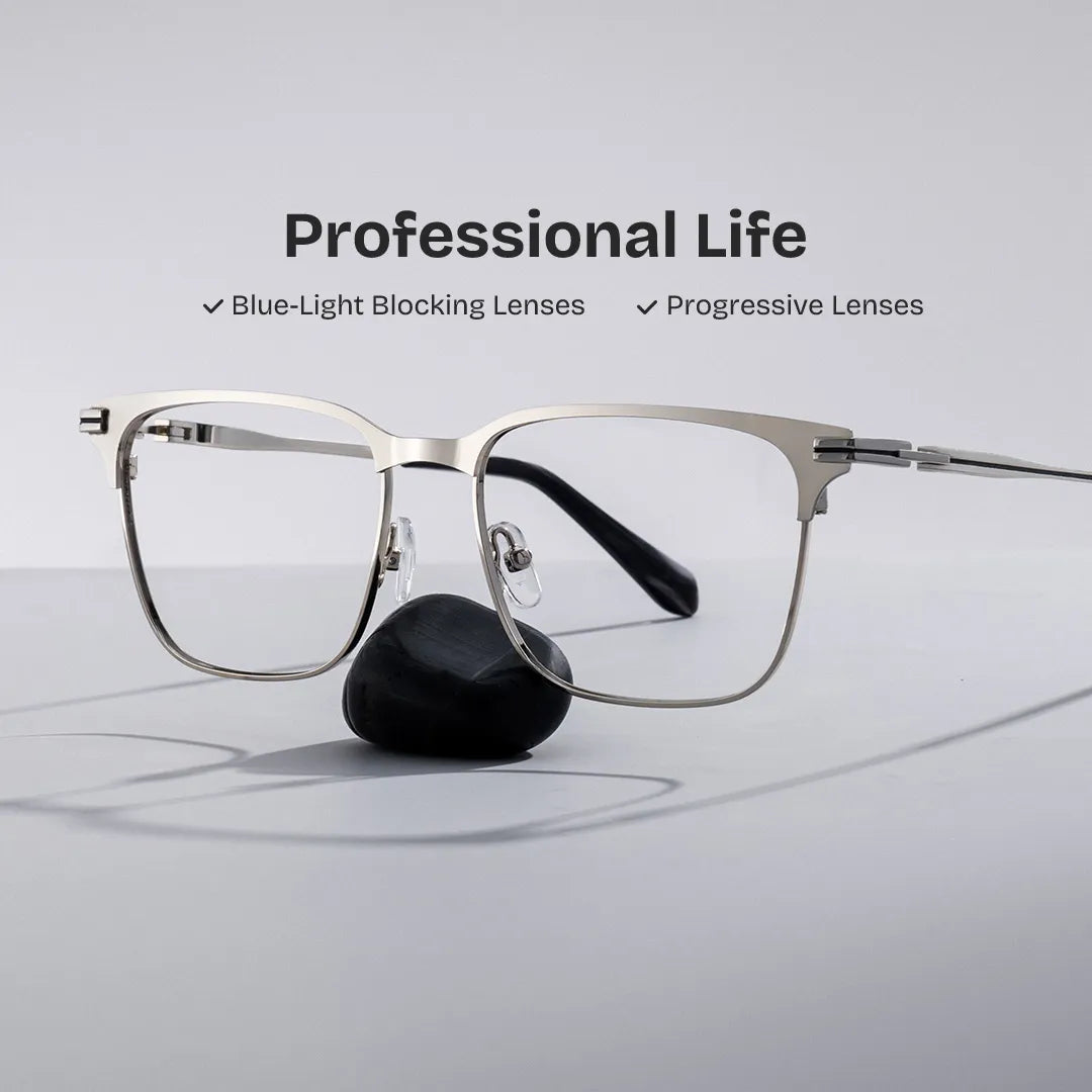 Marshall Silver Rectangle Prescription Glasses | Zeelool