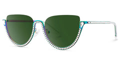 Half Frame Cat Eye Glasses With Shiny Diamonds