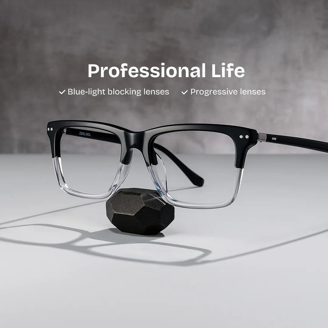 Harper Two-tone Frame Prescription Glasses with Rectangle Shape | ZEELOOL