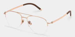 Grayson Half Rim Aviator Eyeglasses in Gold Wide Frames | ZEELOOL
