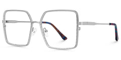 Square Toure Sliver Metal Diamond Cut Eyeglasses