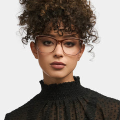 Libby Geometric Brown Thin Frame Glasses | Zeelool