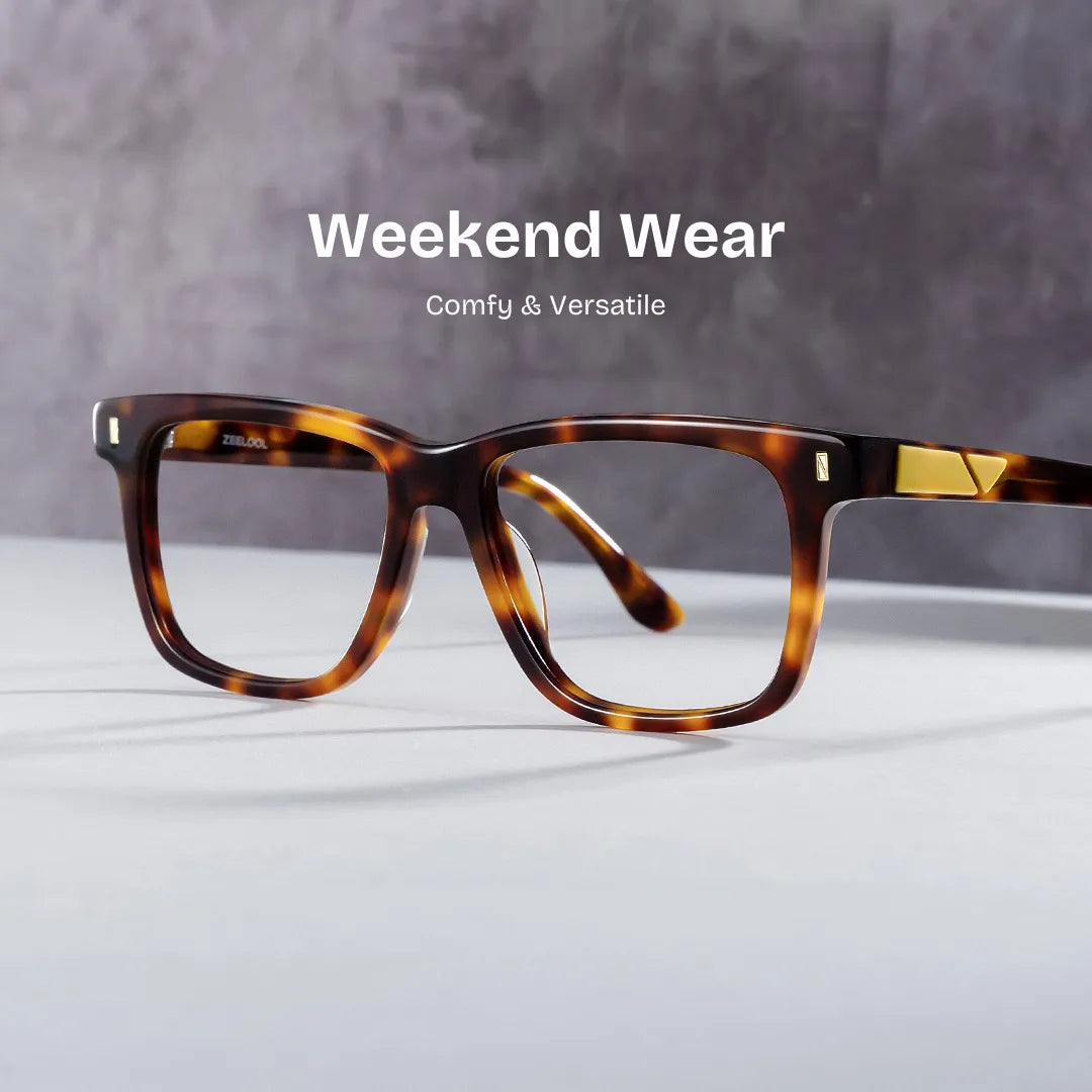 Rectangle Tortoise Eyeglasses- Travis Acetate Frame Glasses