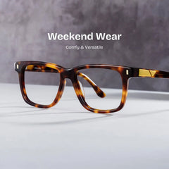 Rectangle Tortoise Eyeglasses- Travis Acetate Frame Glasses