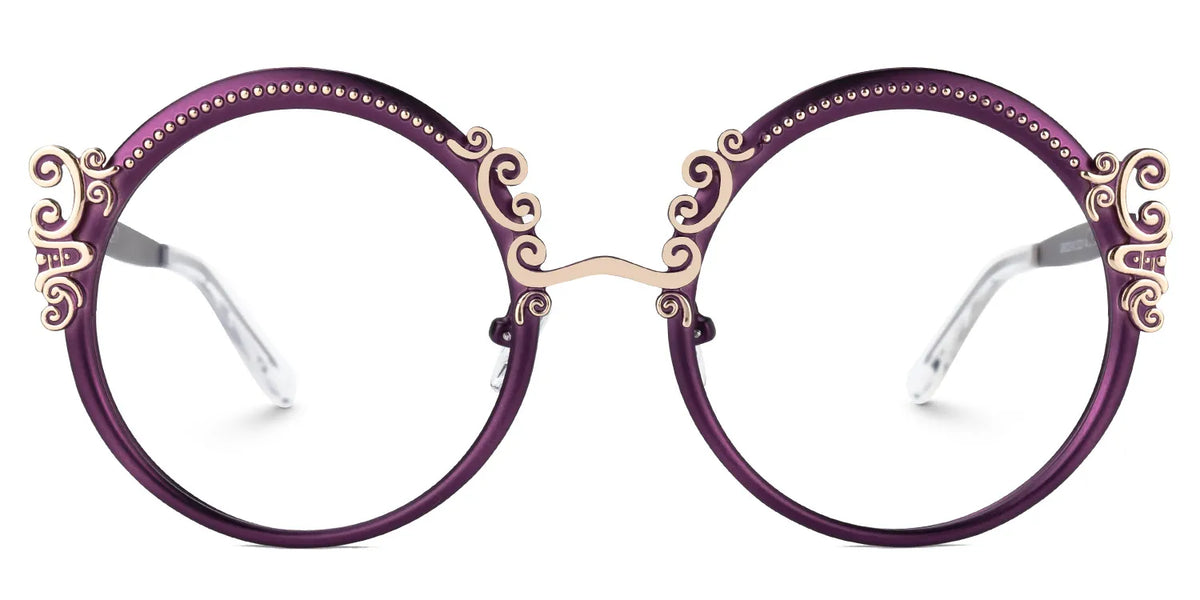 Nelida Designer Eyeglasses in Round Purple Frame