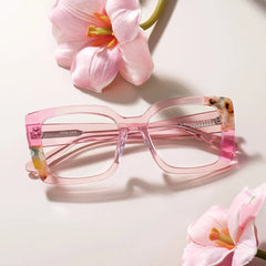 Flair Clear Pink Frame Glasses with Square Frame Online | ZEELOOL