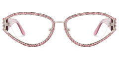 Ladies's Cat Eye Glasses With Shiny Pink Diamonds