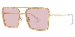 Diva Frame Sunglasses, Gold Glitter Sparkle Square Eyeglasses