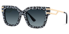 Square Cat-Eye Glasses With Gray Leopard