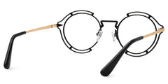 Round Black Eyeglasses Frames With Metal Material