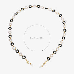 Fashion Black White Flower Eyeglasses Chains Accessories on Zeelool