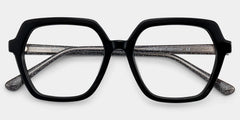Devon Black Hexagon Glasses Frames with Dark Grey Sparkling | ZEELOOL