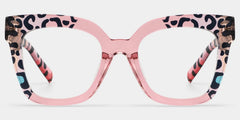 Malcolm Pink Leopard Print Square Frame Glasses for Women