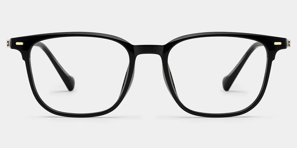 William Men's Black Rectangular Eyeglasses in Mixed Frames | ZEELOOL