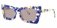 Newell Rectangle Blue-Floral Frame Glasses | Zeelool Optical