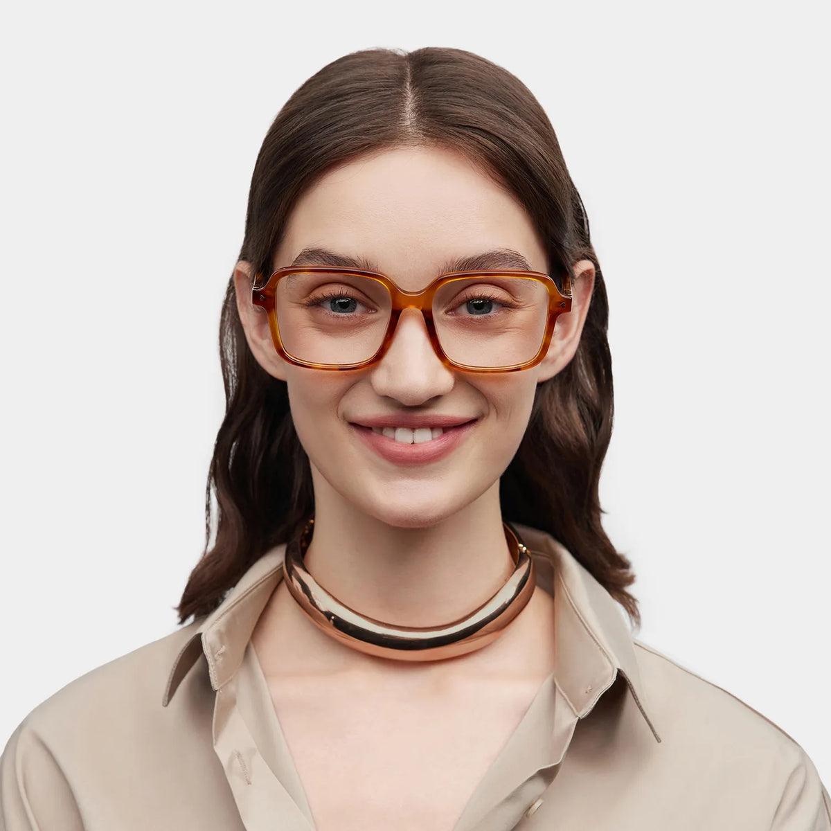 Talia Yellow Frame Glasses with Square Frame Online | ZEELOOL