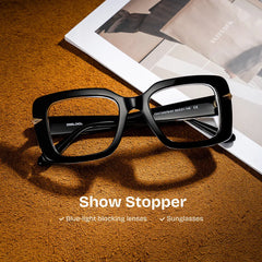 Neon Black Frame Prescription Glasses with Square Shape | ZEELOOL