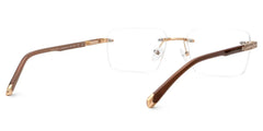 Brown Mixed-Materials Rectangle Eyeglasses- Savitrie