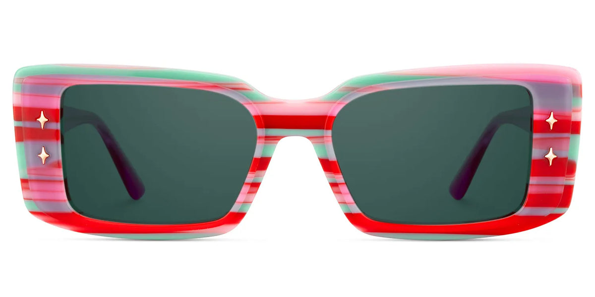 Women's Rectangle Eyeglasses Frames With Red and Green Color