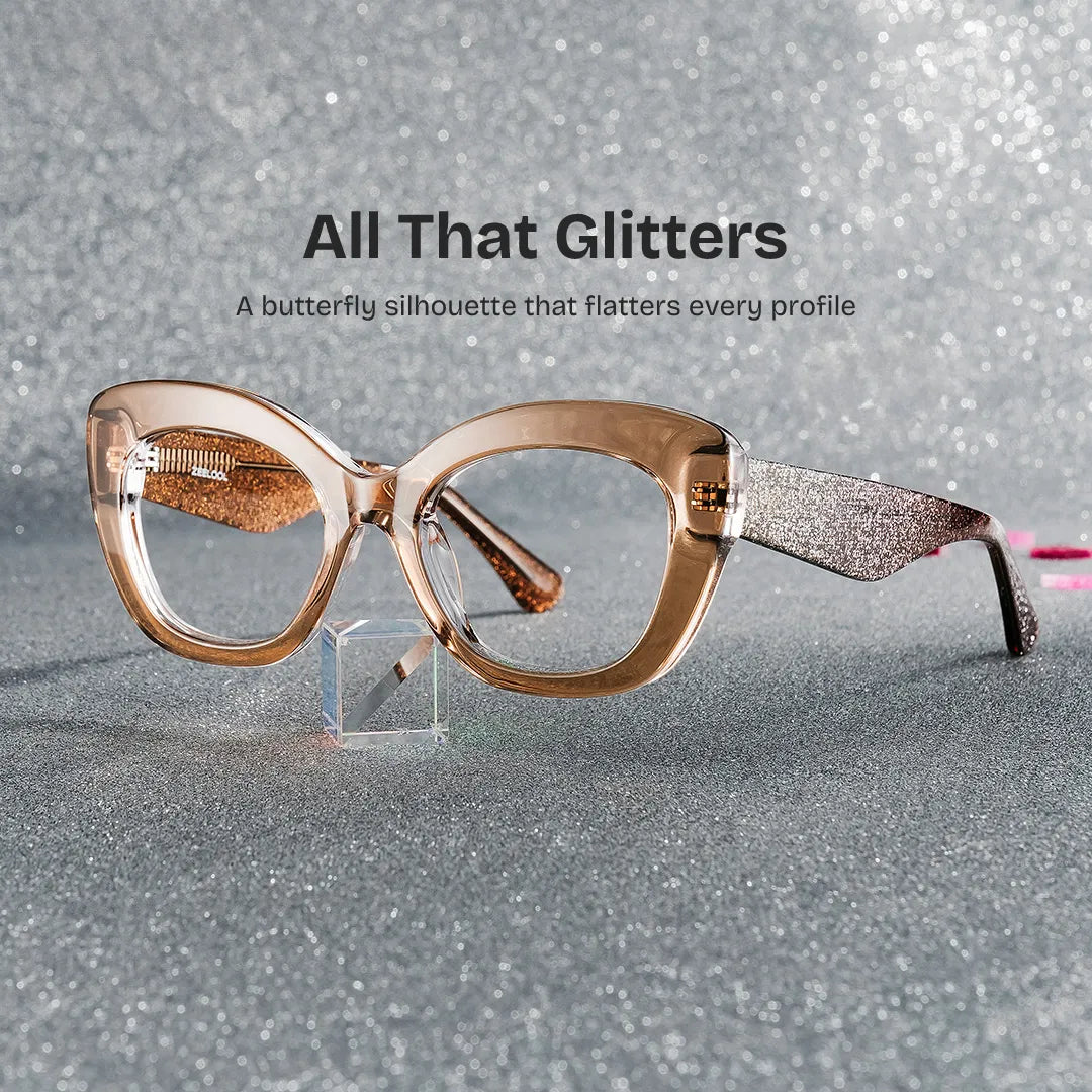 Mireille Butterfly Brown bling bling Eyeglass Frames | ZEELOOL