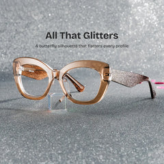 Mireille Butterfly Brown bling bling Eyeglass Frames | ZEELOOL