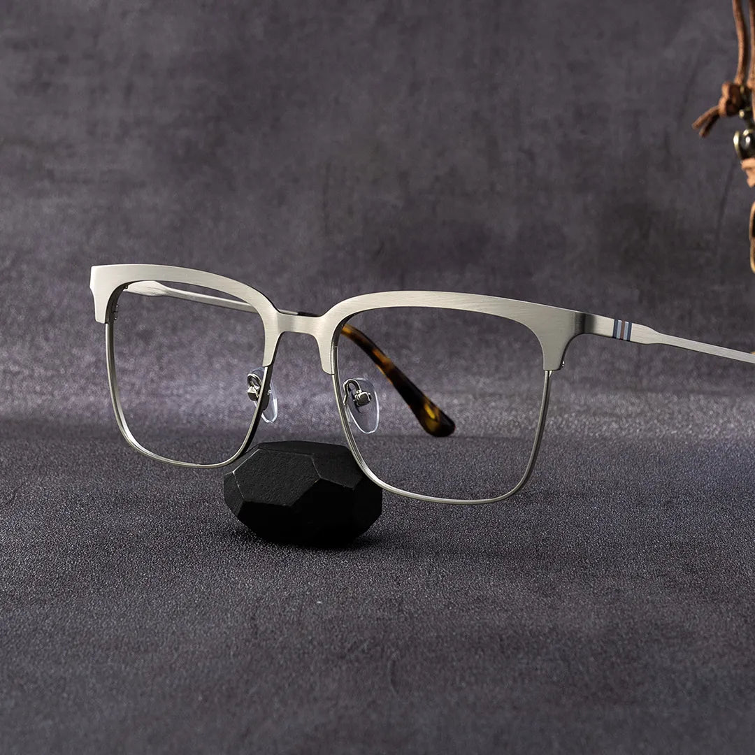 Cleo Silver Frame Glasses with Browline Frame Online | ZEELOOL