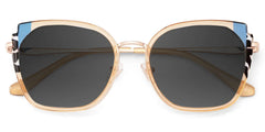 Beige Metal Frame Glasses With Wide Size For Women