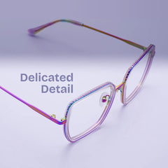 Square Iridescent Eyeglasses- Fiona Mixed Frame Glasses