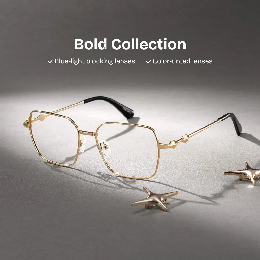 Kayla geometric gold Frame glasses Online | ZEELOOL