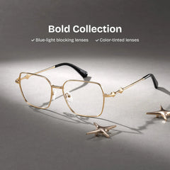 Kayla geometric gold Frame glasses Online | ZEELOOL
