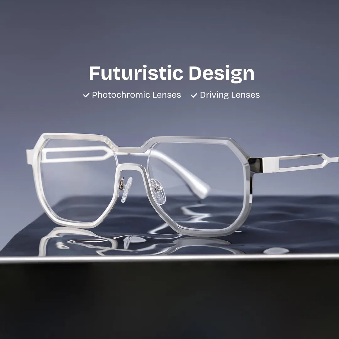 Men's Geometric Glasses in Silver Color