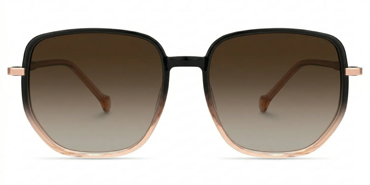 Joana Black and Beige Glasses in Geometric Wide Frame Design