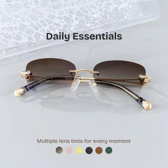 Rectangle Gold Eyeglasses- Seth Metal Frame Glasses