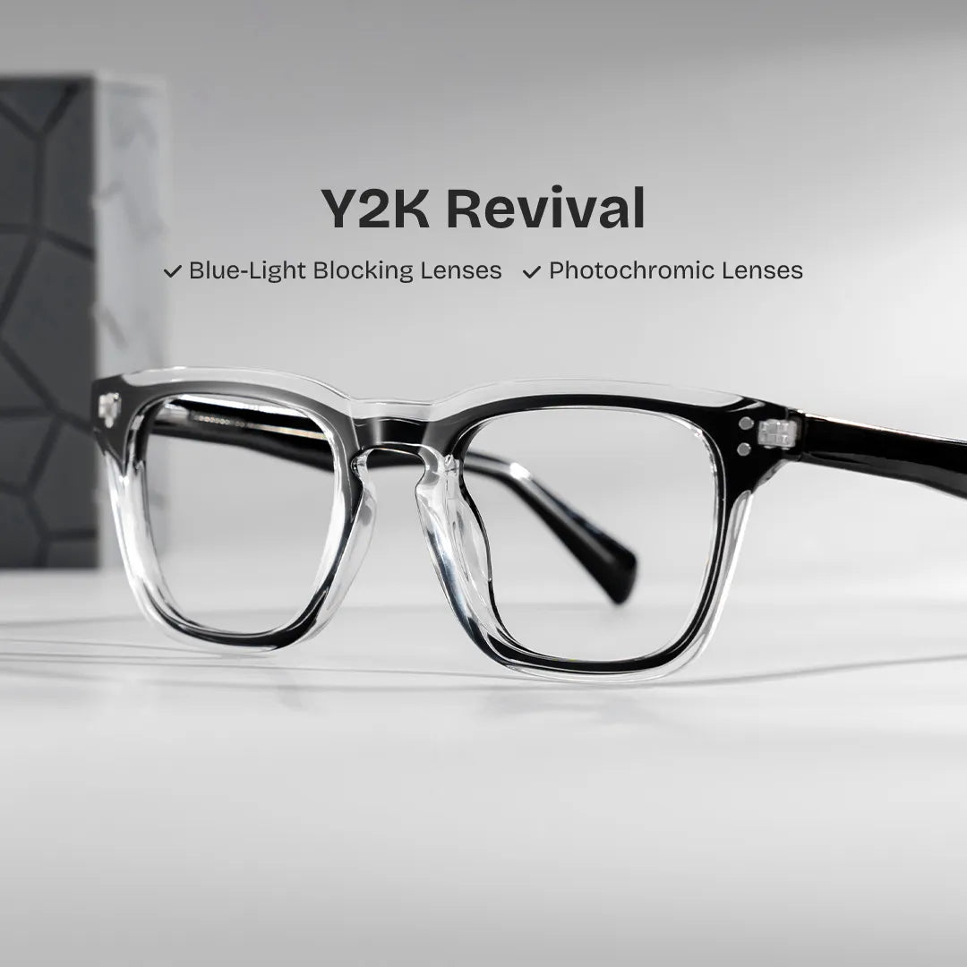 Tr90 Eyeglasses Frames With Rectangle Shape and Black Clear Color