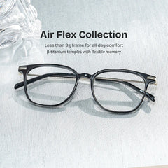 Florence Matte Black Rectangle Glasses with Lightest TR frame | ZEELOOL