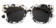 Square Cat-Eye Glasses With Cow Pattern