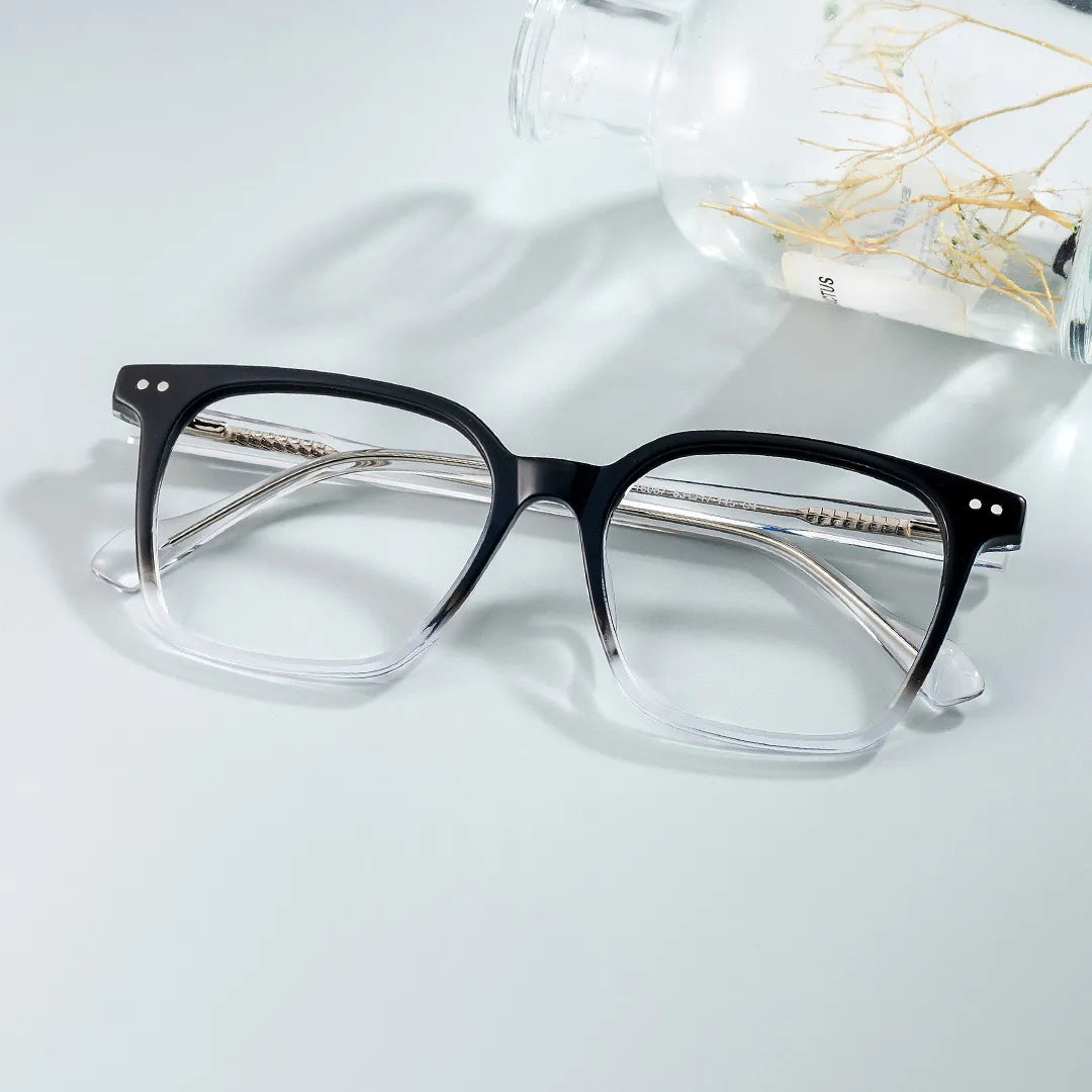 Square Black Gradient Clear Acetate Eyeglasses Frames