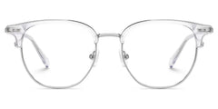 Clear Mixed-Materials Geometric Eyeglasses- Geno