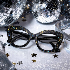Giselle Black Cat Eye Glasses with Rhinestones | ZEELOOL