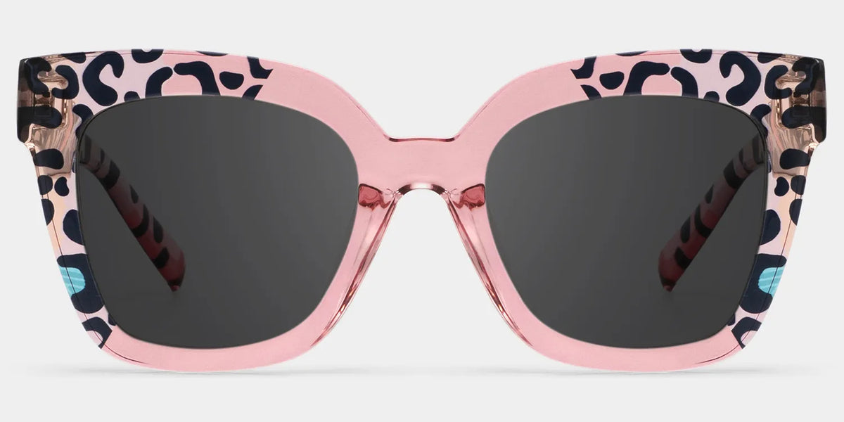 Malcolm Pink Leopard Print Sunglasses for Women Square Frame