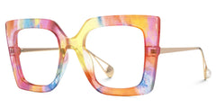 Qatar Square Rainbow Painted Thick Big Frame Glasses