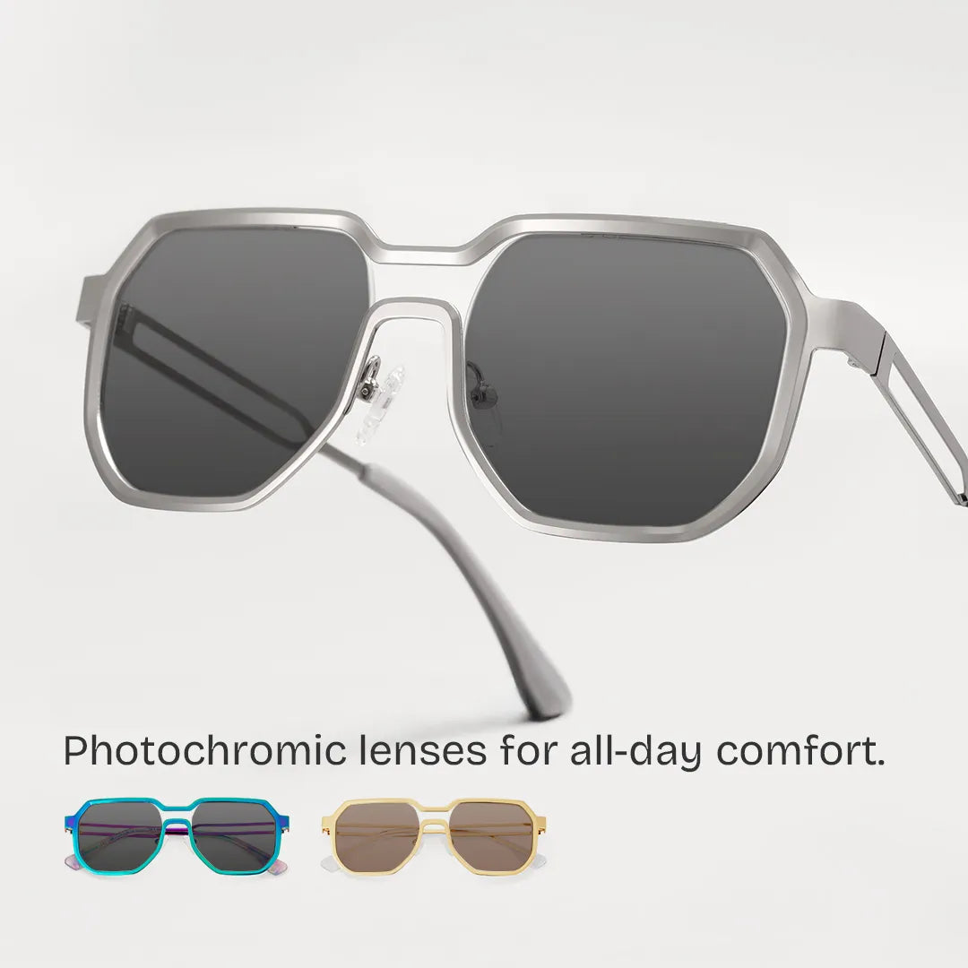 Men's Geometric Sunglasses in Silver Color