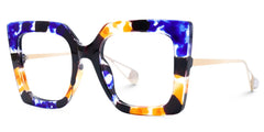 Qatar Square Blue/Black Eyeglasses & Floral Thick Frames