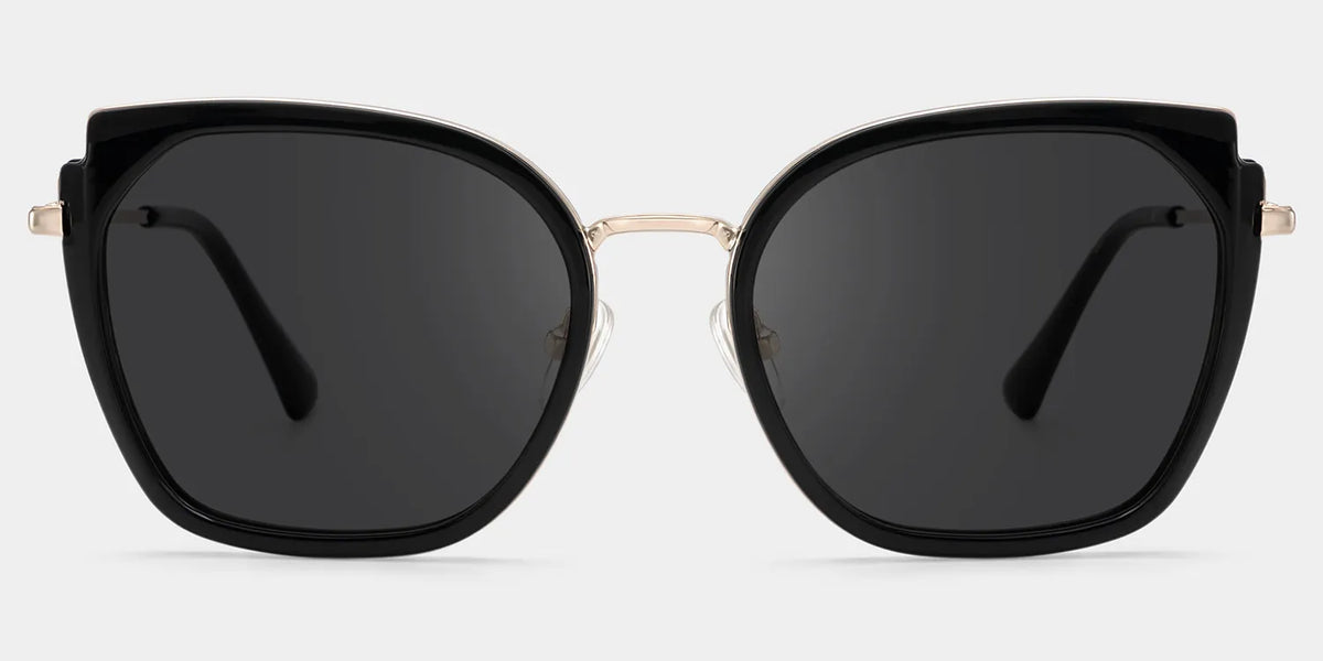 Black Metal Frame Glasses With Wide Size For Women