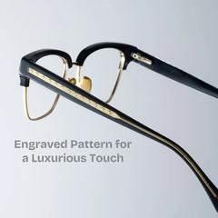 Browline Black Gold Eyeglasses- Ellis Mixed Frame Glasses
